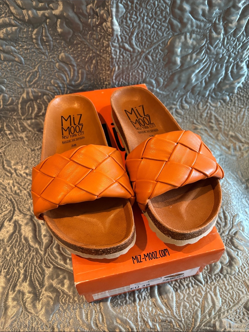 Miz Mooz Women’s Rope Slide Sandals - Orange Braided